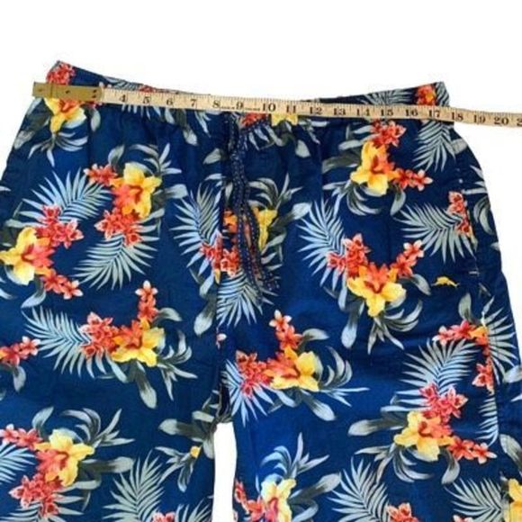 Tommy Bahama Mens Large Blue 100% Cotton Flower Design Drawstring Shorts - Picture 6 of 12